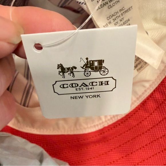 Coach VTG Canvas & Leather Bucket Hat Watermelon Signature Turnlock Sz S-XS NWT